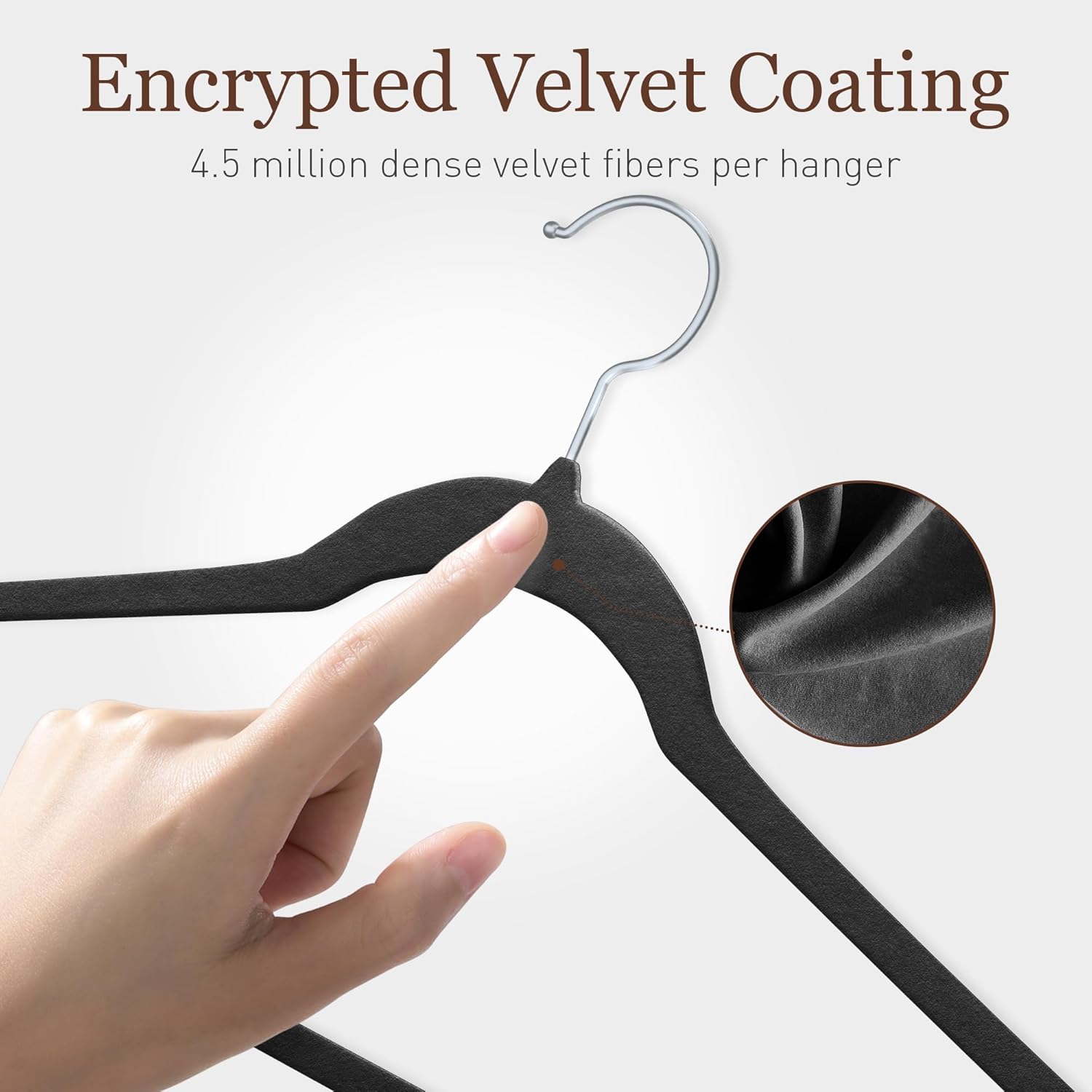 Velvet Hangers 50 Pack - Slim Non-Slip Space-Saving Clothes Hangers | Heavy Duty for Pants, Coats, and More - Black