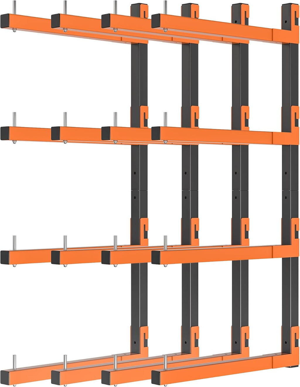 Snap-Fit Lumber Rack | Heavy-Duty Metal Wall Mount Storage for 32-Inch Wood - 8 Levels