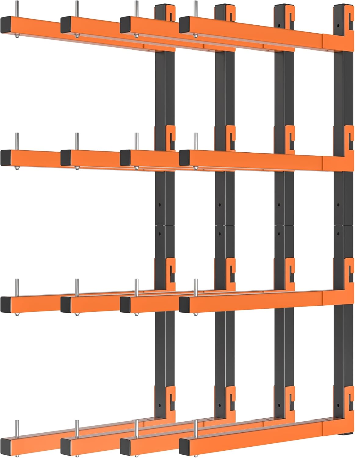 Snap-Fit Lumber Rack | Heavy-Duty Metal Wall Mount Storage for 32-Inch Wood - 8 Levels