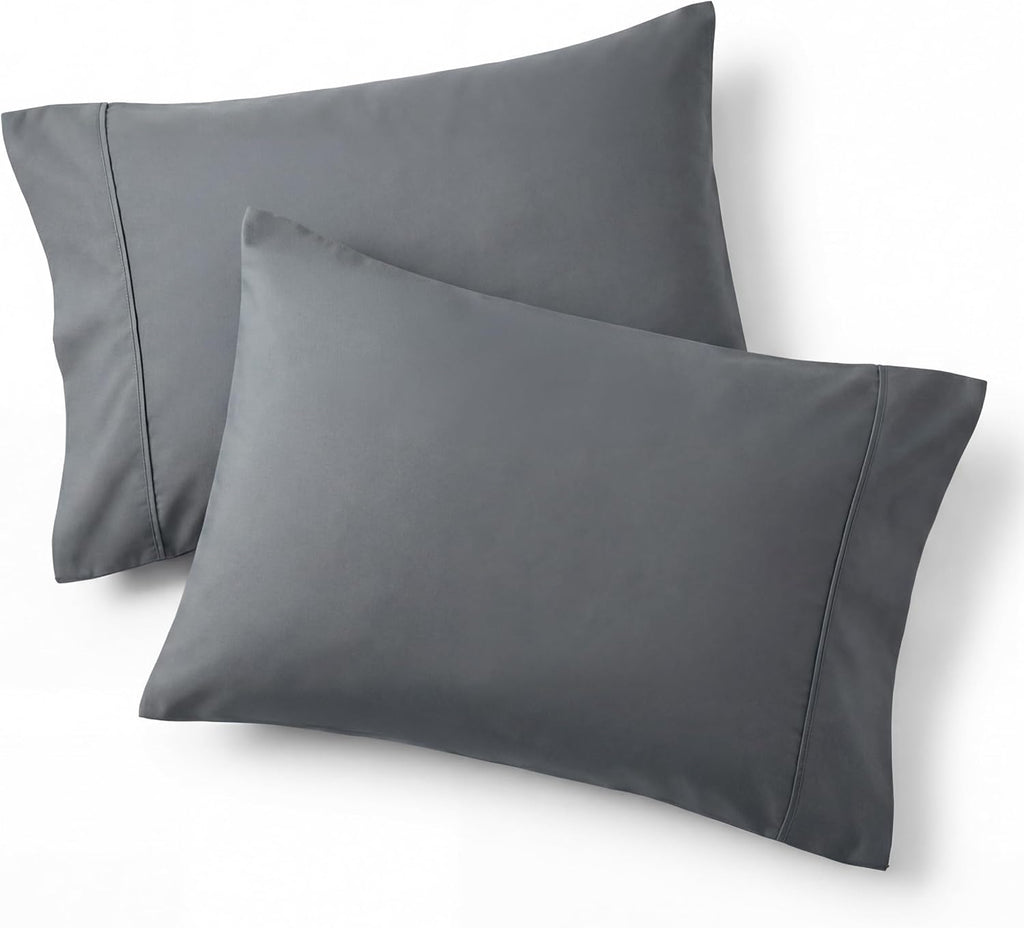 Bedsure Pillow Cases - Super Soft Dark Grey Brushed Microfiber Set of 2 | Standard Size 20x26 Inches
