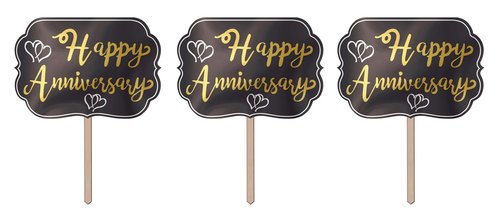 Foil Happy Anniversary Yard Sign Pack of 3