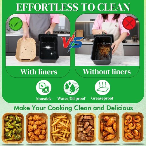 BYKITCHEN Air Fryer Liners - 300PCS Disposable Parchment Paper for Ninja Dual Airfryer & More