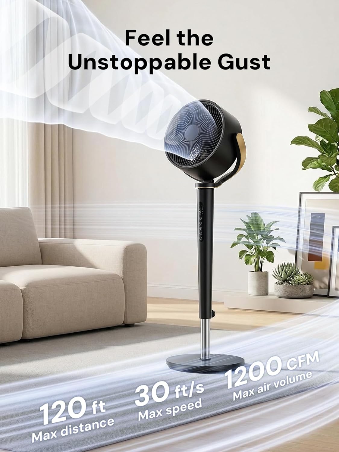 **KEGIAN Standing Fan - 120° Oscillating, 20dB Quiet Pedestal Fan with Remote | 16 Speeds, 12H Timer, High Velocity**