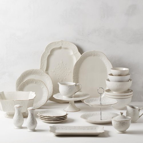 Lenox 2-Tier Serving Tray, French Perle White Two Tiered Tray Stand, Dessert Stands, Tiered Display with Round Plates, Christmas Hosting Essentials, Serving Dishes, Cupcake Stand (White 9-inch Height)