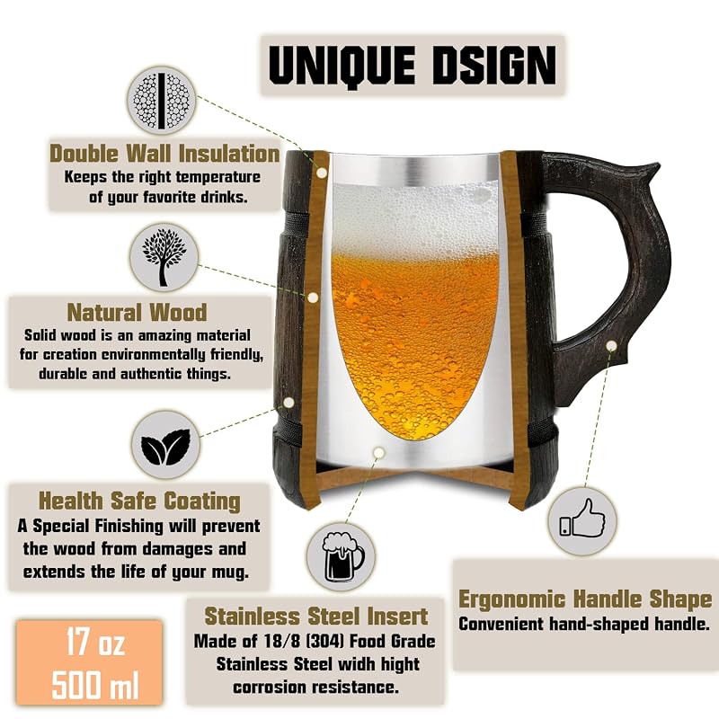 Oak Wood 17oz Tears of My Players Mug – DnD DM Gift Beer Stein