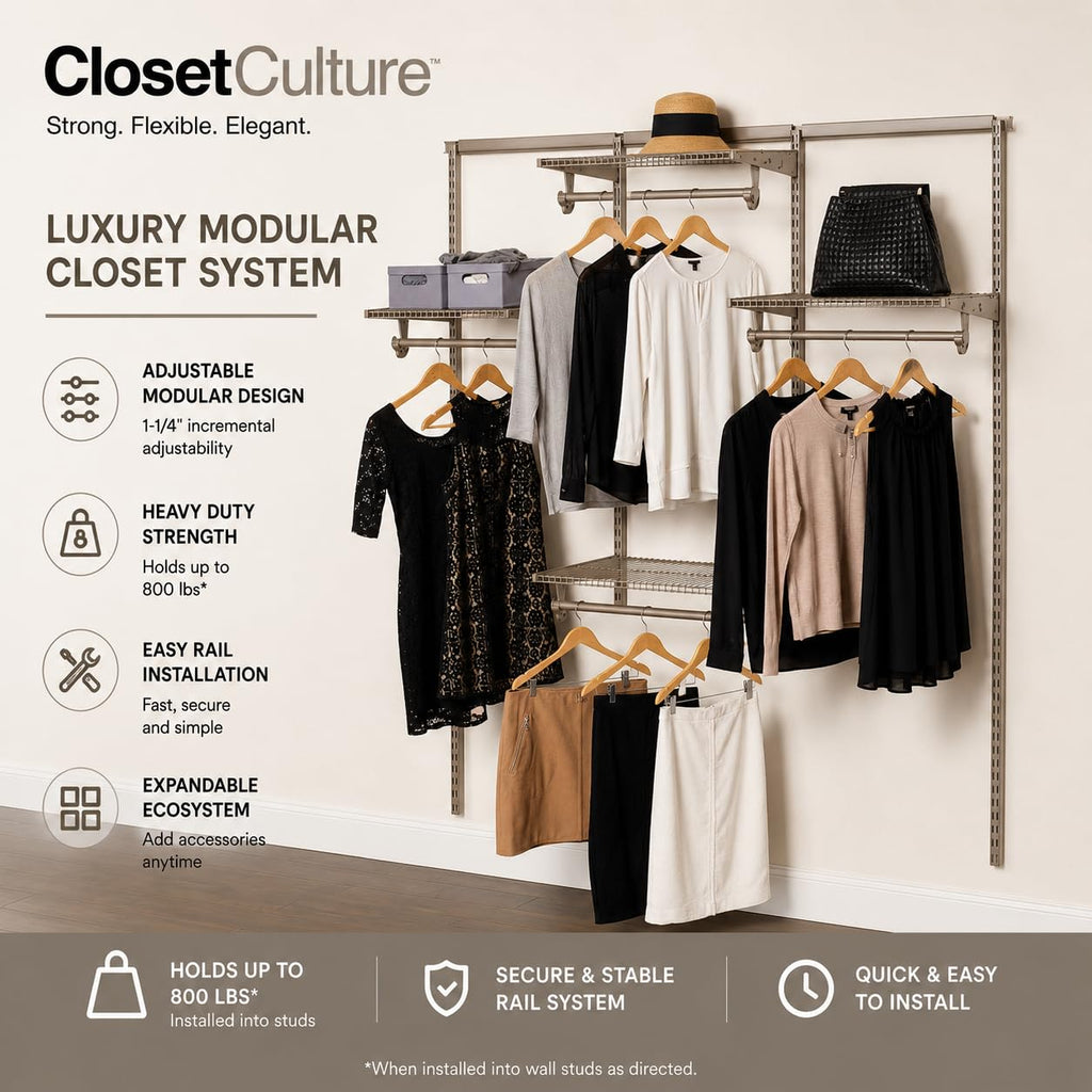 Closet Culture by Knape & Vogt 48 in. Champagne Nickel Hang Rail