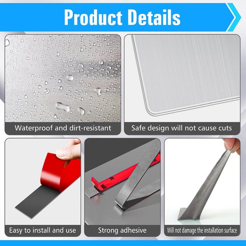 Isohit 32 x 16 Inch Stainless Steel Hand Dryer Wall Splash Guard Metal Wall Panels Backsplash Protector with Ultra Strength Adhesive for Bathroom, Kitchen, Restroom