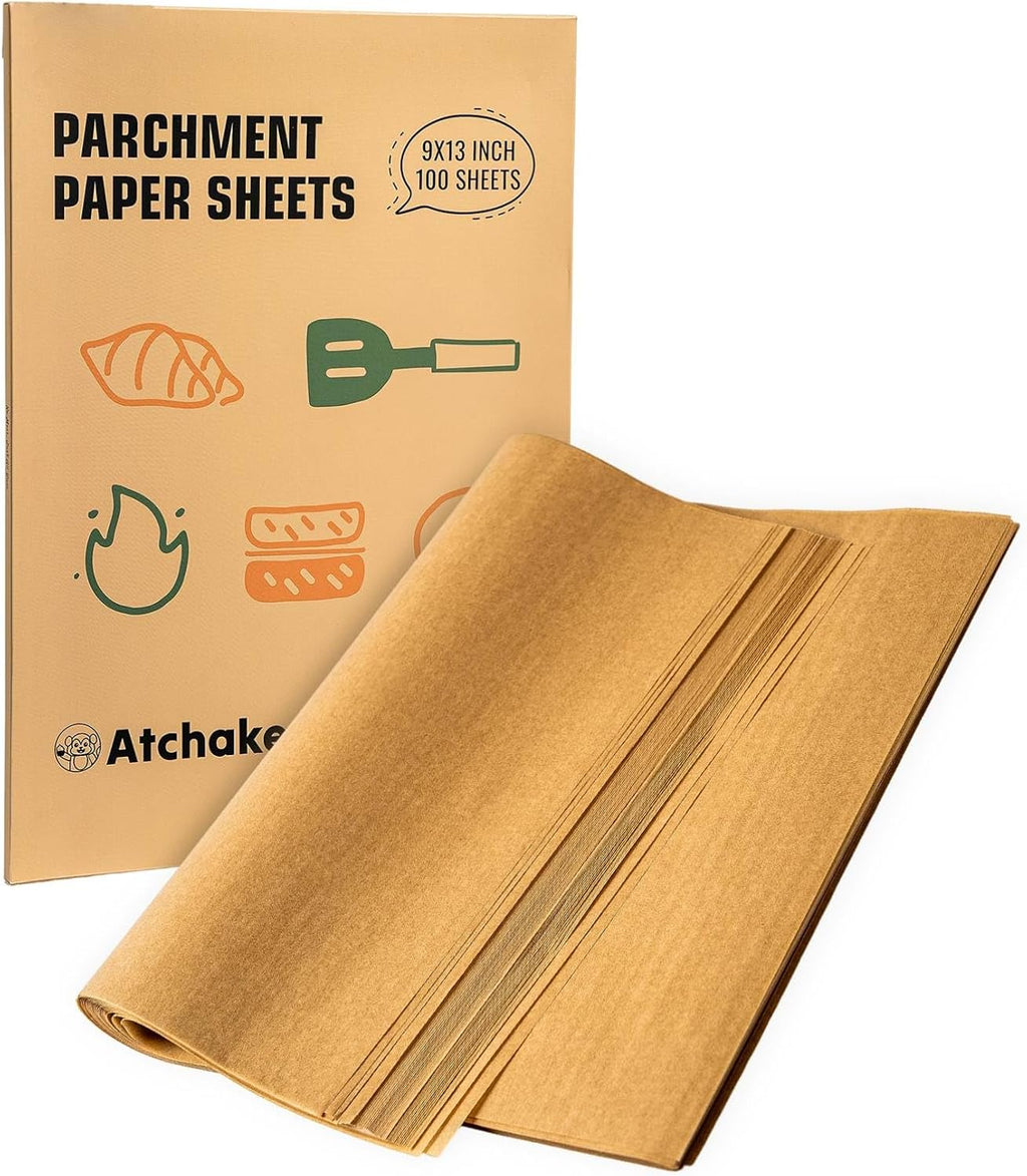 Unbleached Parchment Paper Sheets by [Brand Name] - Non-Stick Baking Paper for Oven & Air Fryer | 100 Precut 9x13 Sheets