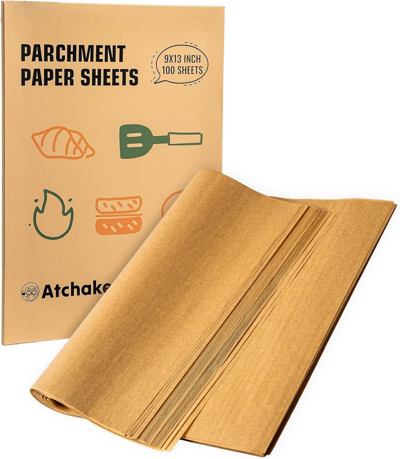 Unbleached Parchment Paper Sheets by [Brand Name] - Non-Stick Baking Paper for Oven & Air Fryer | 100 Precut 9x13 Sheets