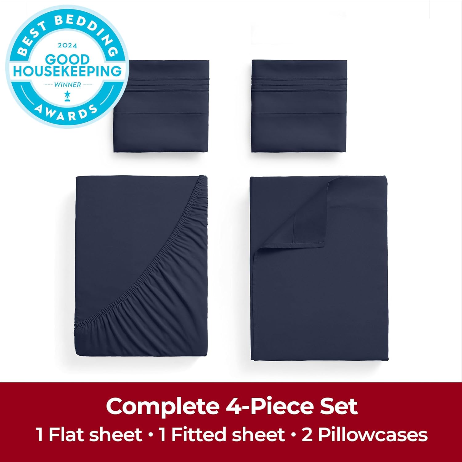 Mellanni Extra Deep Queen Sheets - Hotel Luxury Ultra Soft Cooling Bedding - Wrinkle & Stain Resistant (Navy Blue)