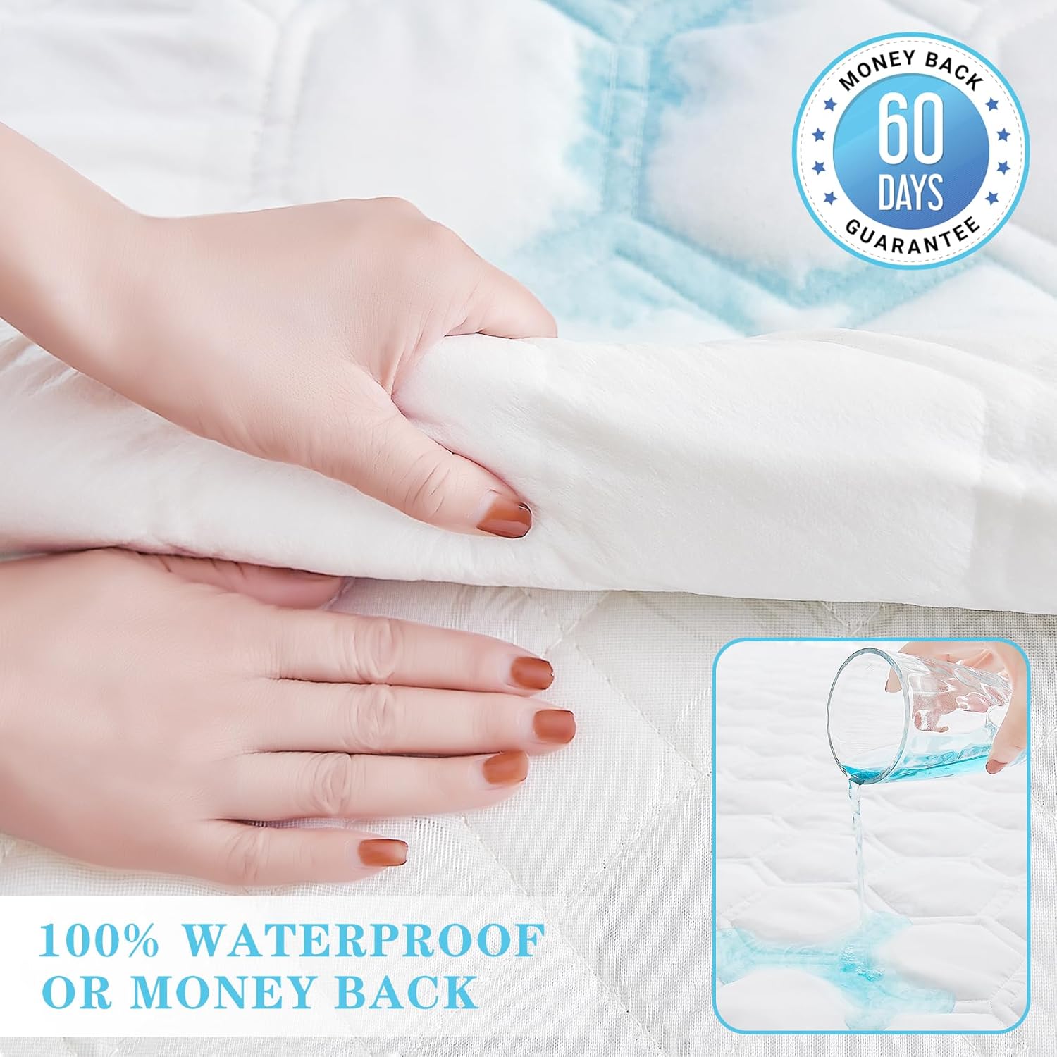 Skiennix Twin Mattress Protector - Waterproof & Hypoallergenic Bed Cover | Soft Quilted Design, Fits Up to 21 Inches
