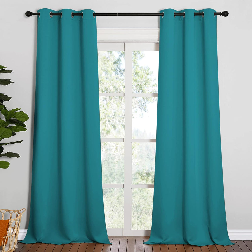 NICETOWN Blackout Curtains - Thermal Insulated Room Darkening Panels, 95 Inch Length, Peacock Teal (Set of 2)