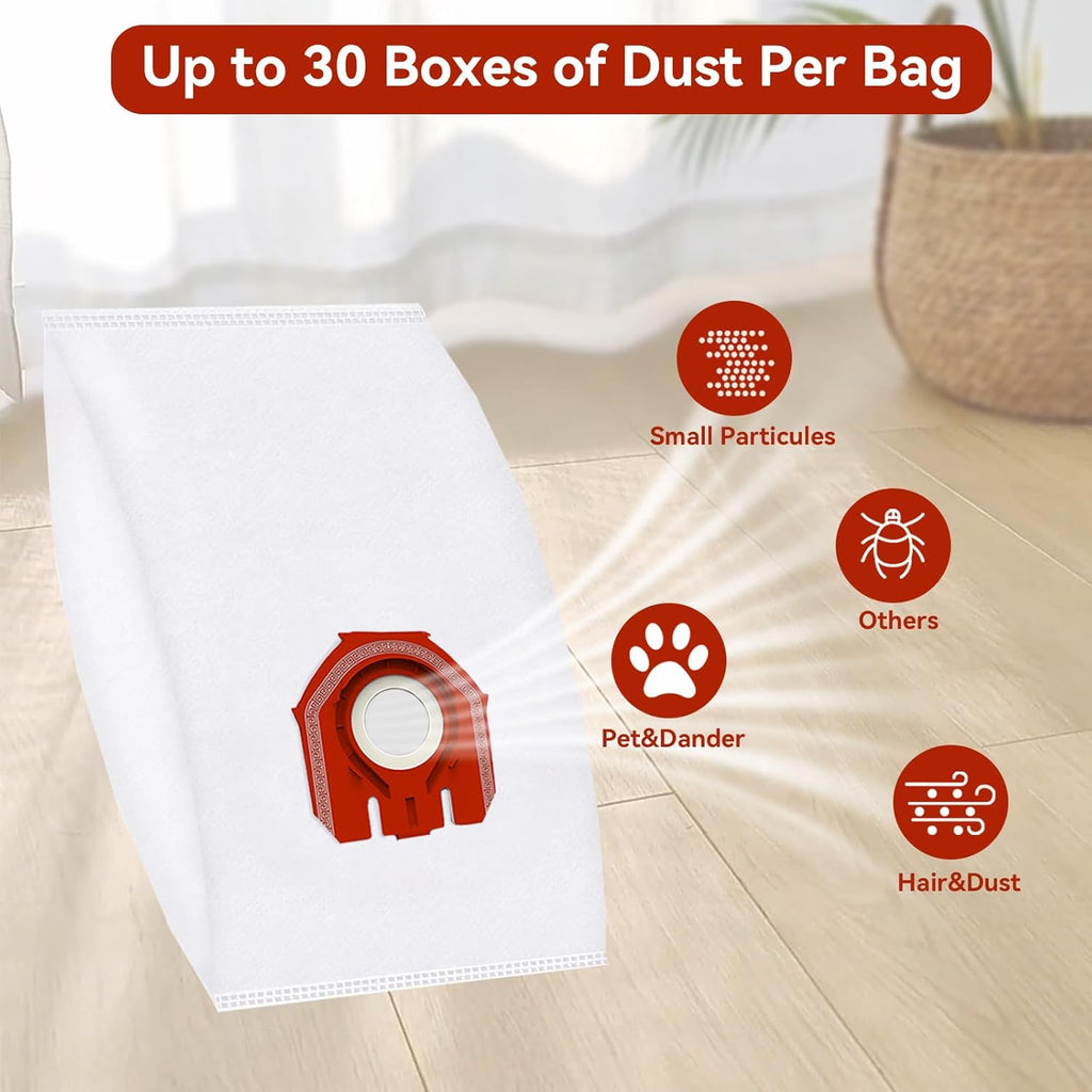 WAIKAS AirClean 3D Vacuum Cleaner Bags - Pack of 2 for Miele FJM/GN Vacuum Models | Red
