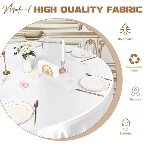 Pesonlook 12 Pack White Round Tablecloth, 90 Inch Satin Fabric Tablecloth for Round Table, Wrinkle Resistant Washable TableCover Bright Silk TableClothes for Wedding Party Dining Table Banquet