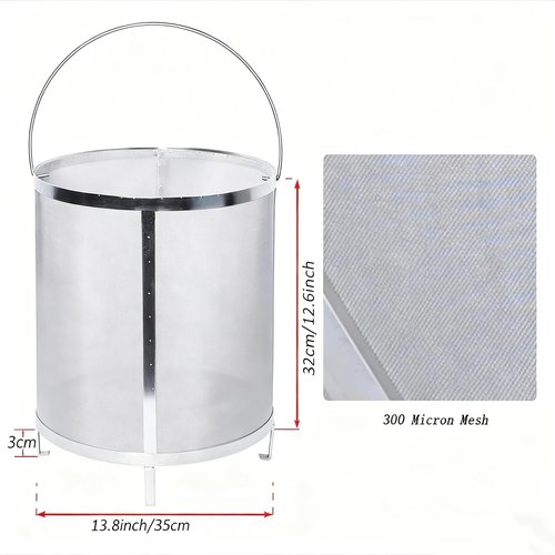Gekufa Hop Filter 300 Micron 304 Stainless Steel – 13.8" x 13.8" Dry Hop Strainer for Homebrew, Beer, Wine, Tea & Coffee – Rust-Resistant Mesh, Dishwasher Safe, Easy to Clean (13.8" x 13.8")