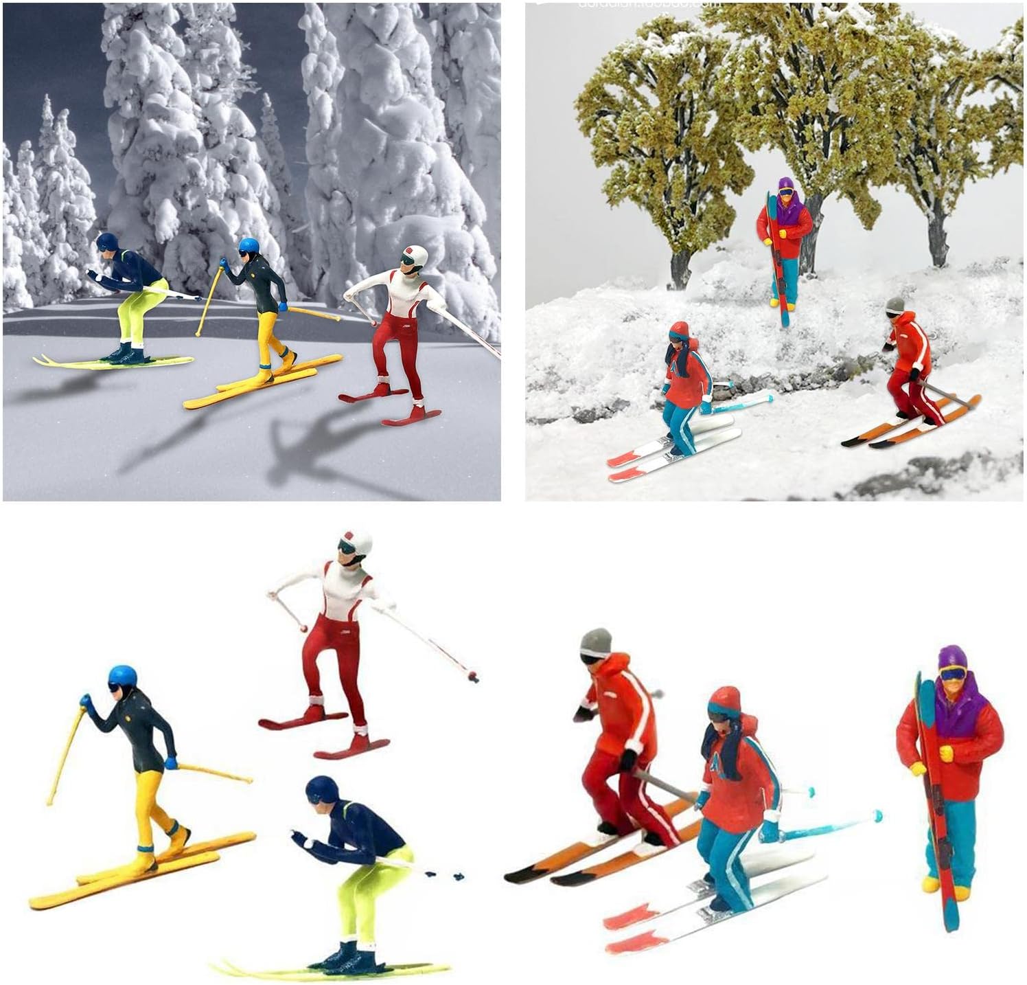 Skiennix Miniature Skiing Figures - 6Pcs Hand-Painted Scene Accessories for DIY Projects and Decor