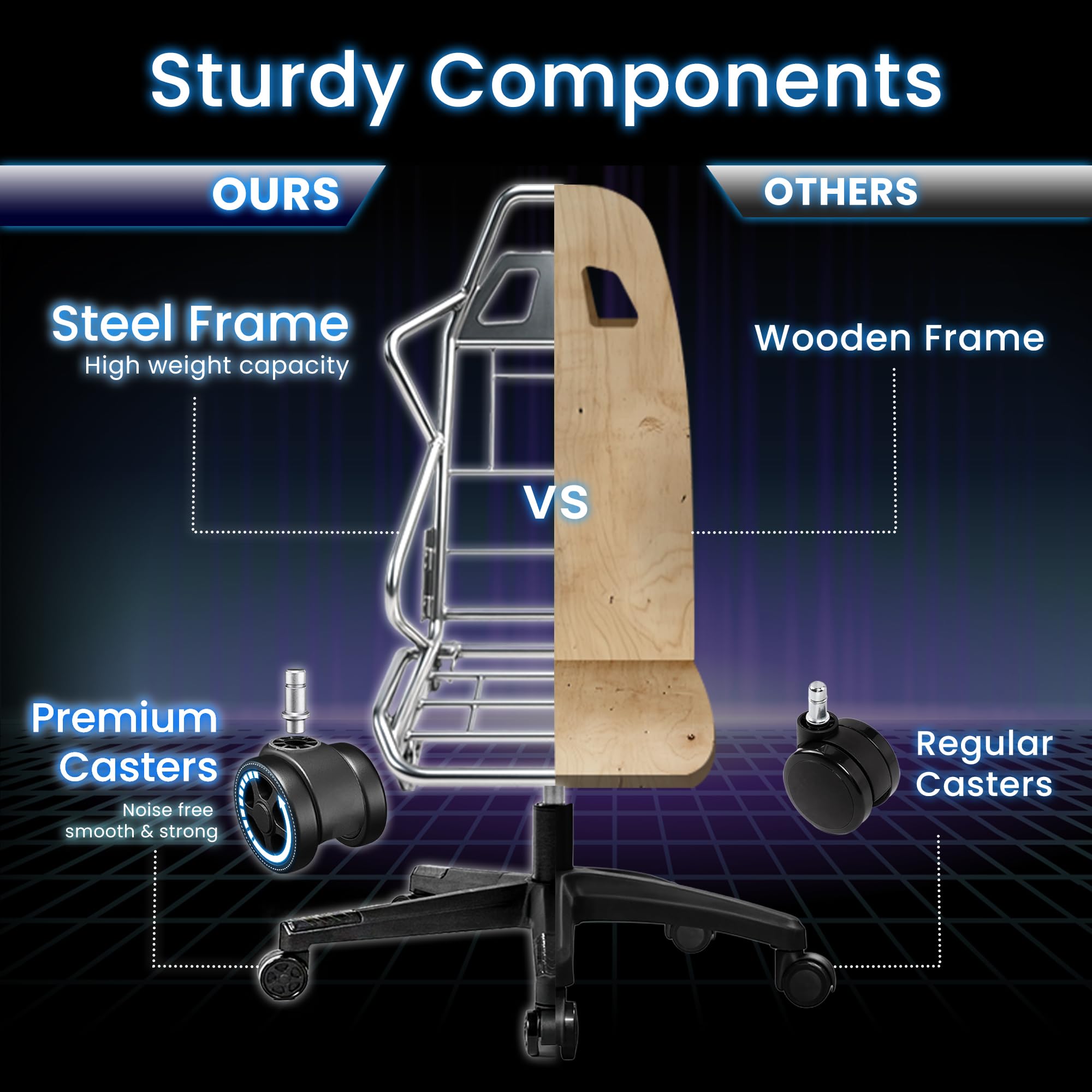 N-GEN GAMING Video Gaming Chair Office Computer Desk Use Ergonomic Reclining Backrest Adjustable Armrests Lumbar Support Footrest High Density Foam Breathable Fabric Heavy Duty Base (Black)