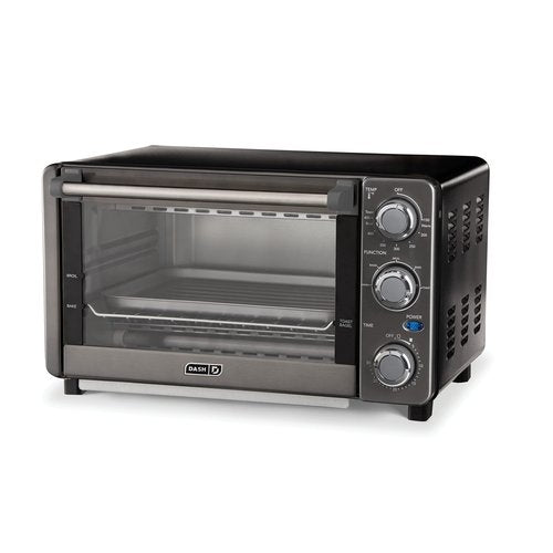Dash Express Toaster Oven - Space-Saving Countertop Design - Versatile Use with adjustable temperature dial & Quick Heat-Up System - Dishwasher Safe Accessories - Bake, Broil & Toast - Black