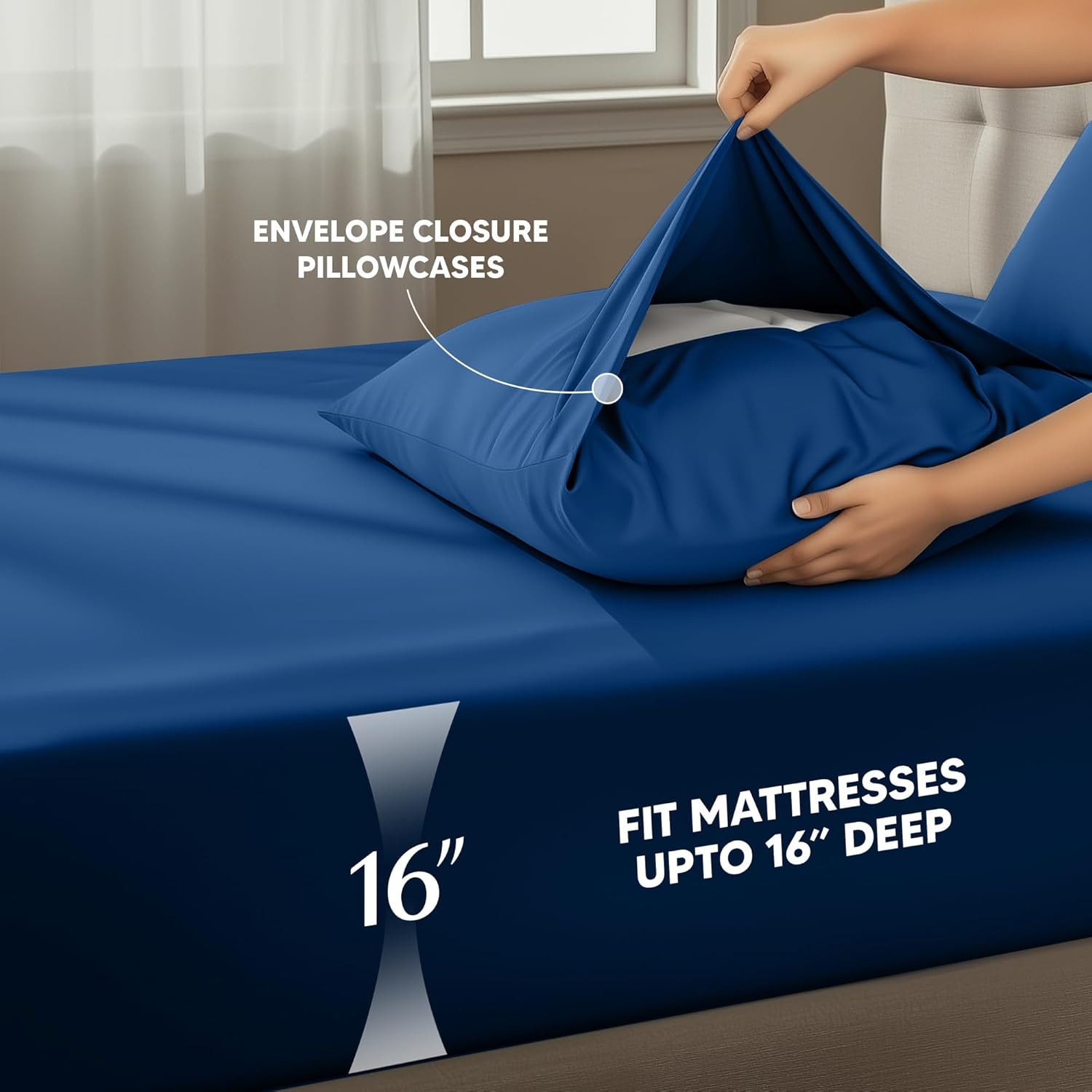 Utopia Bedding King Size Sheet Set - Soft, Breathable Microfiber | 4-Piece in Dusk Blue, Oeko-Tex Certified