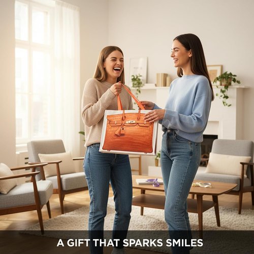 Chic Canvas Tote - Luxury-Inspired Print, Stylish Gift Bag for Women | Foldable Everyday Carryall
