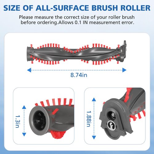 Brush Roller Replacement Kit Compatible with Shark DuoClean NV800, NV800W, NV801, NV801Q, NV803, UV810, HV380, HV380C, HV380W, HV381, HV381C, HV382, HV382BRN, HV383, HV384Q Vacuum Cleaner, 8.74IN