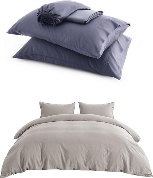 Bedsure Cooling Queen Sheet Set | Soft Linen Cotton Duvet Cover for Ultimate Comfort