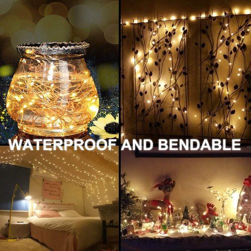 Decute 100 LED String Lights - 50 Photo Clips for Hanging Pictures | 33FT Warm White Fairy Lights for Bedroom, Wedding, Christmas Decor