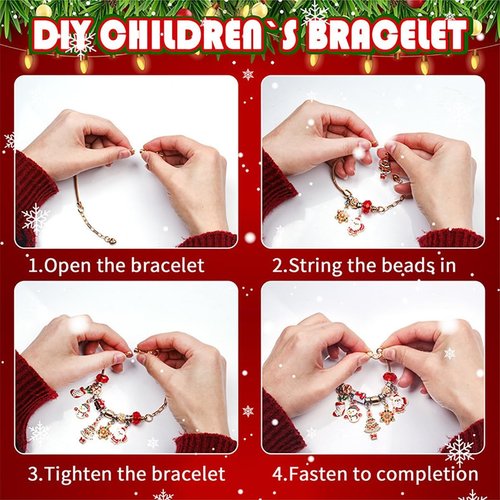 Christmas Vacation Advent Calendar - 24-Day Countdown with 2 DIY Charm Bracelets for Girls & Women