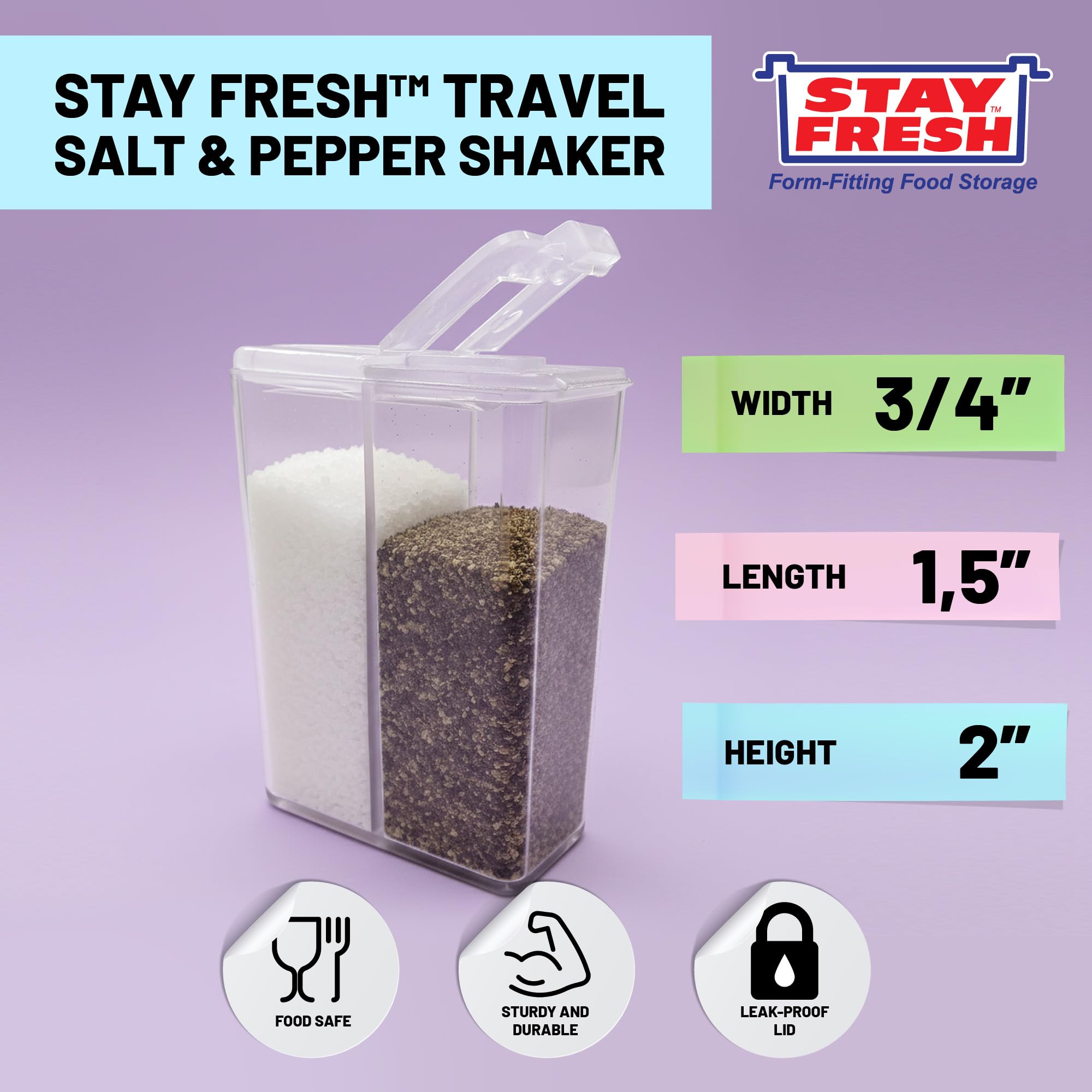 Travel Salt And Pepper Shakers - Stay Fresh - Mini Travel Salt And Pepper Shaker - Portable And Refillable Spice Shaker For Camping, Travel Or Outdoor Cooking (Set of 2)