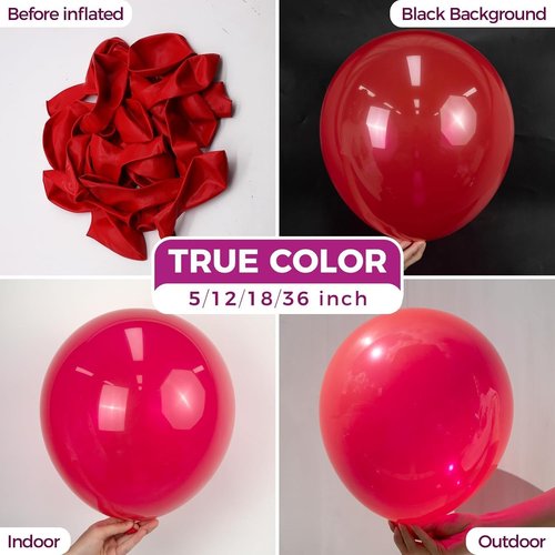 Bezente 36-Inch Red Giant Balloons - Jumbo Round Latex Balloons for Weddings, Birthdays & Parties