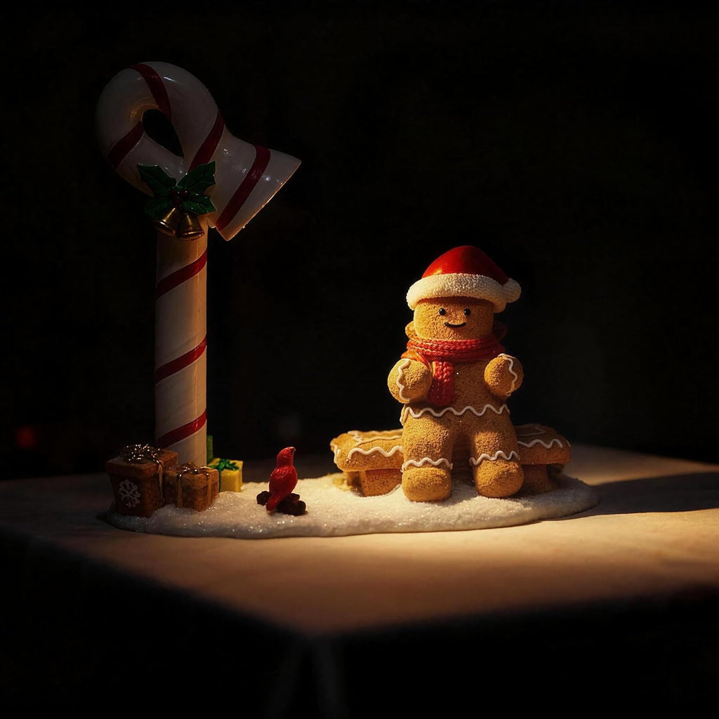 Skiennix Christmas Gingerbread Man Figurines - Cute Indoor Home Decor for Table Top Centerpiece