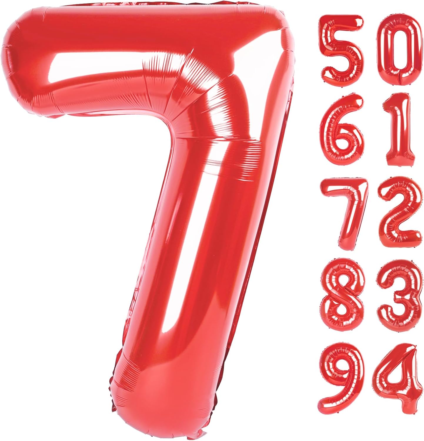 Red 7 Balloon | 40-Inch Number Balloon for Birthday Party Decorations - Vibrant Red Color