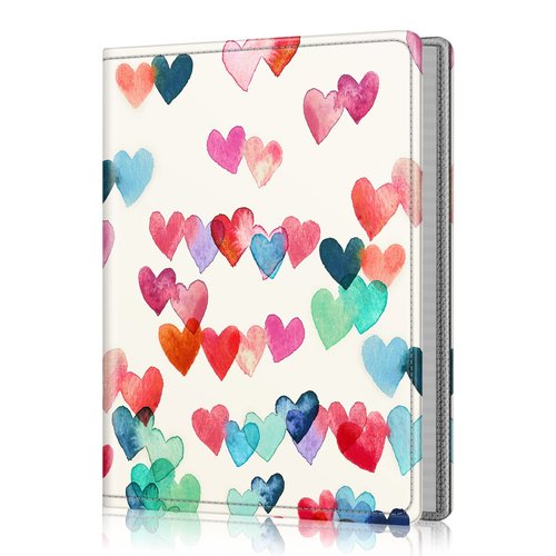 Fintie Photo Album 5x7 Photos - 52 Pockets Small Mini Capacity Premium Vegan Leather Cover, Portable Wallet Albums Book for Wedding Family Boys Girls Art Work (Raining Hearts)