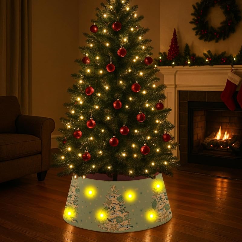 Christmas Tree Collar with LED Light - 26in Diameter, Blue Ring Base Cover