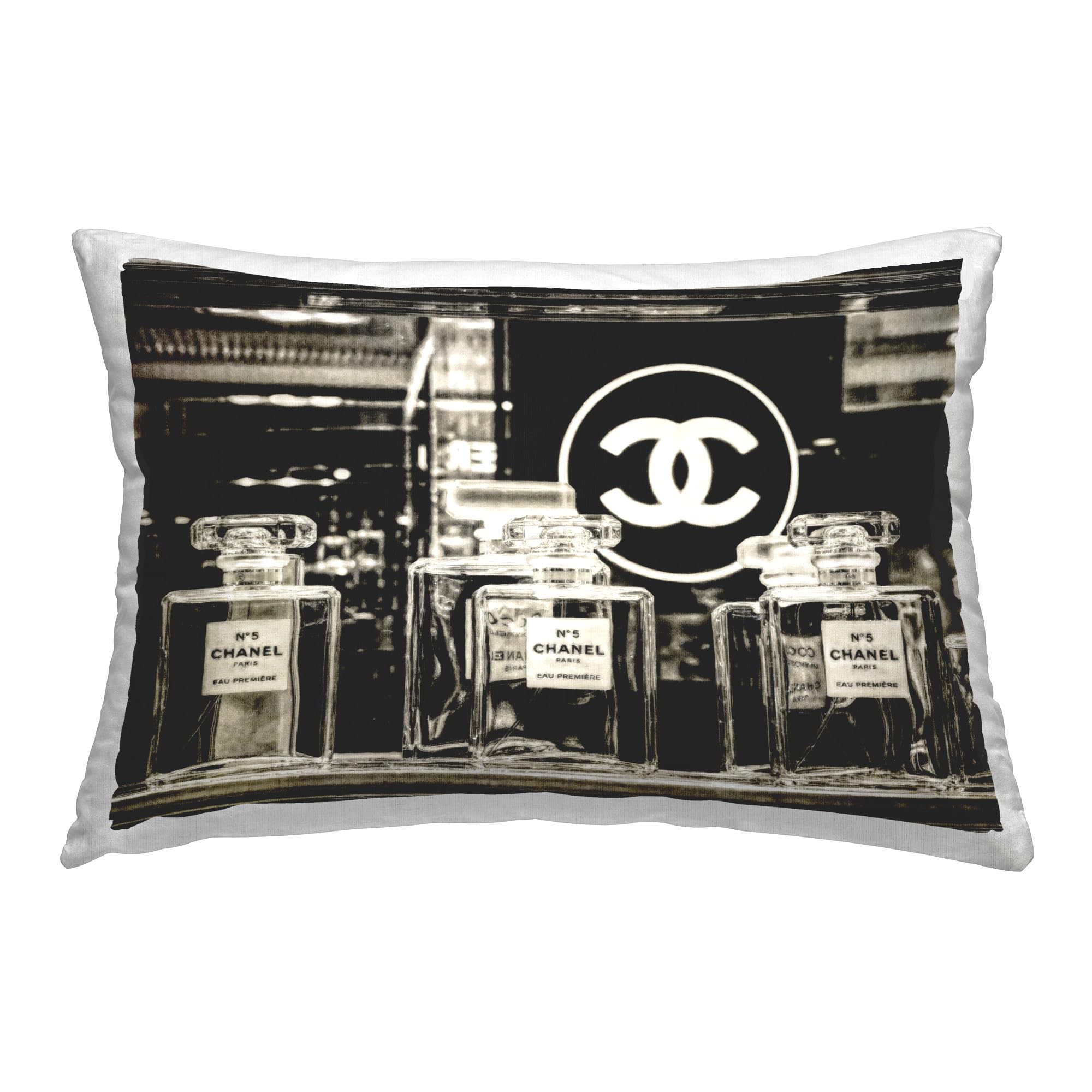 Stupell Industries Monochrome Perfumes Display Design by Graffitee Studios Throw Pillow