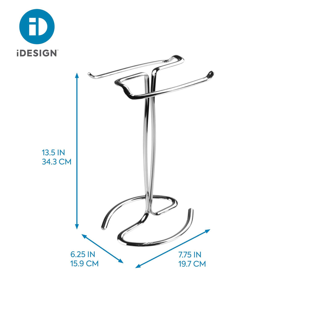 iDesign Metal Hand Towel Rack, The Axis Collection – Holds 2 Hand Towels, 7.75” x 6.25” x 13.5”, Chrome
