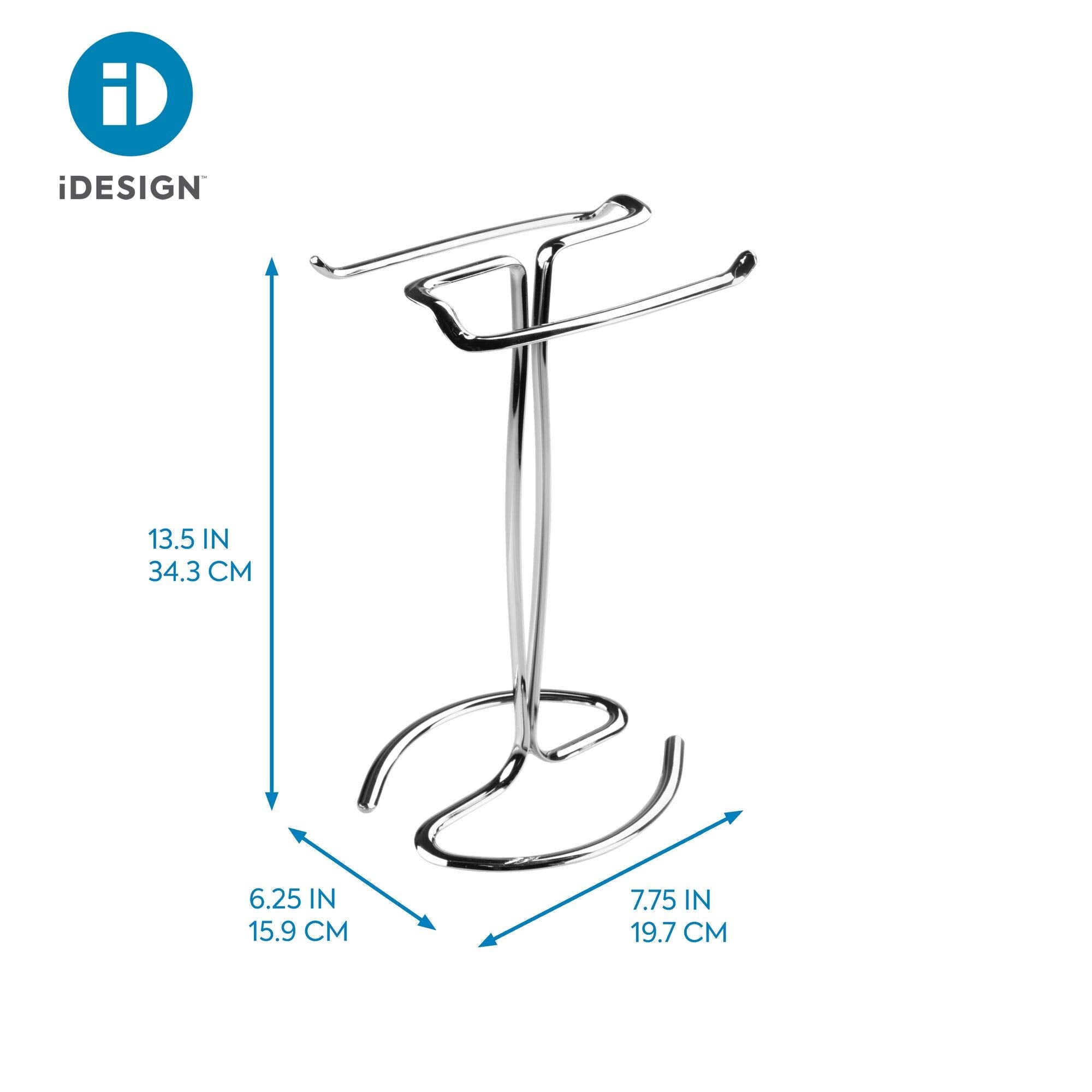 iDesign Metal Hand Towel Rack, The Axis Collection – Holds 2 Hand Towels, 7.75” x 6.25” x 13.5”, Chrome