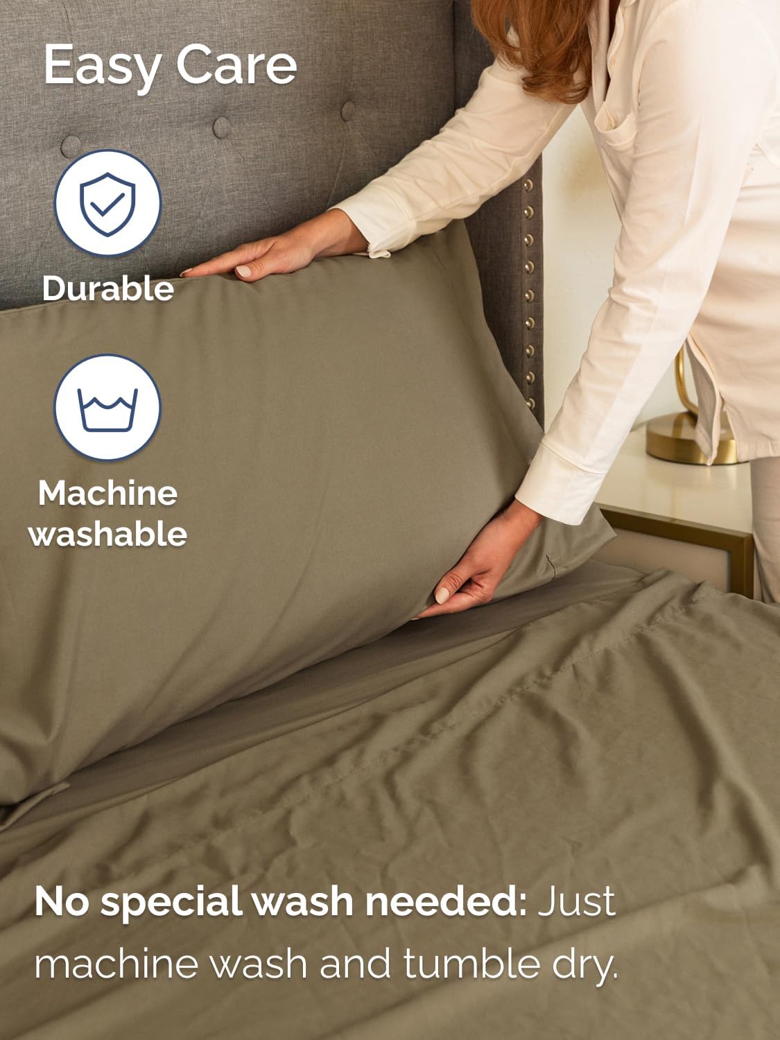 Skiennix Extra Deep Twin Sheet Set - 4-Piece Breathable Cooling Sheets - Luxurious Hotel Quality - Soft, Wrinkle-Free Khaki