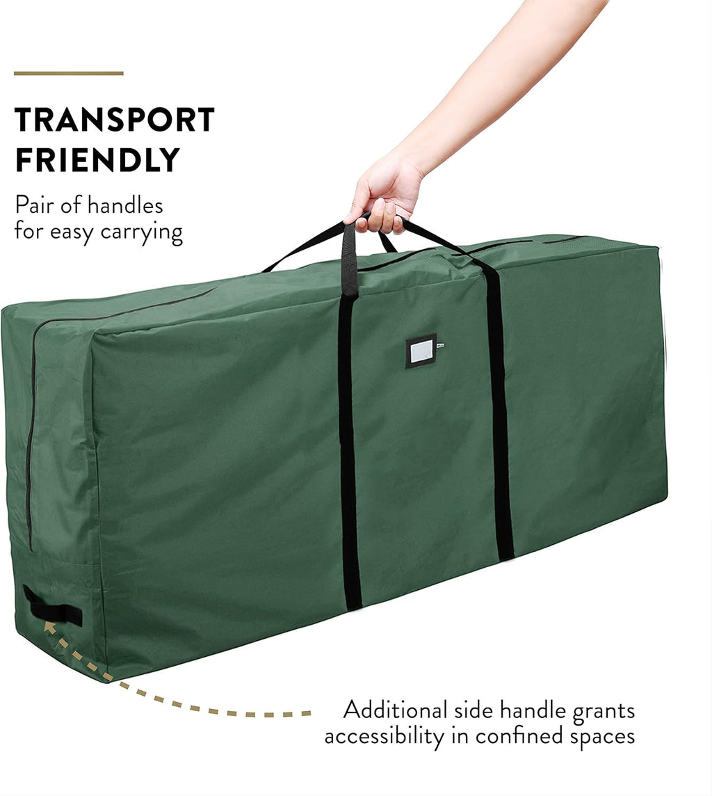 ZOBER Christmas Tree Storage Bag - Large 600D Oxford Fabric for 9 Ft Trees - Waterproof & Tear-Proof - Green