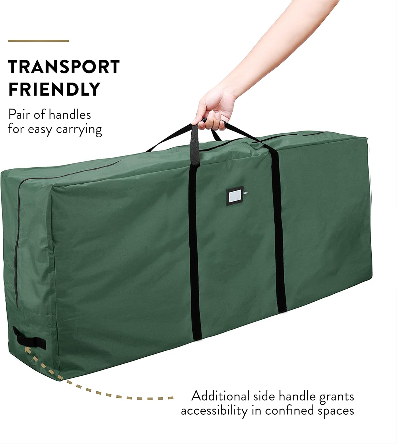 ZOBER Christmas Tree Storage Bag - Large 600D Oxford Fabric for 9 Ft Trees - Waterproof & Tear-Proof - Green