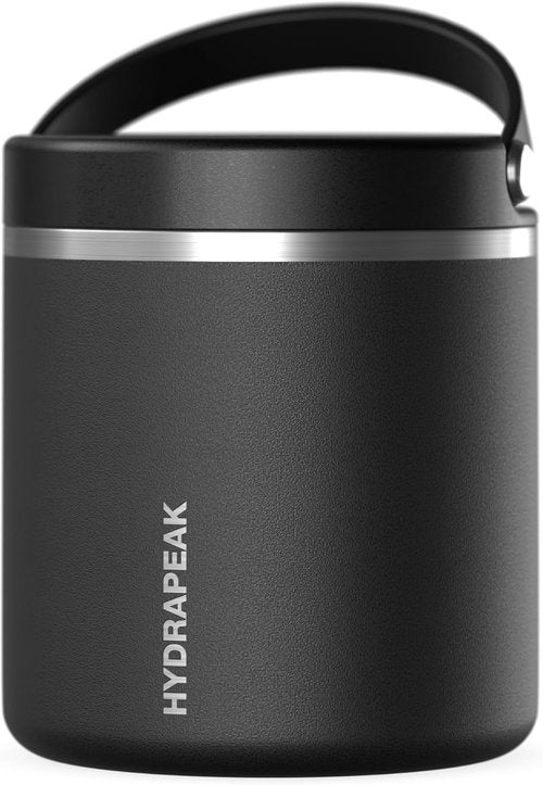 Hydrapeak 25oz Vacuum Insulated Food Jar - Leak-Proof Wide Mouth Soup Container for Hot & Cold Meals (Black)