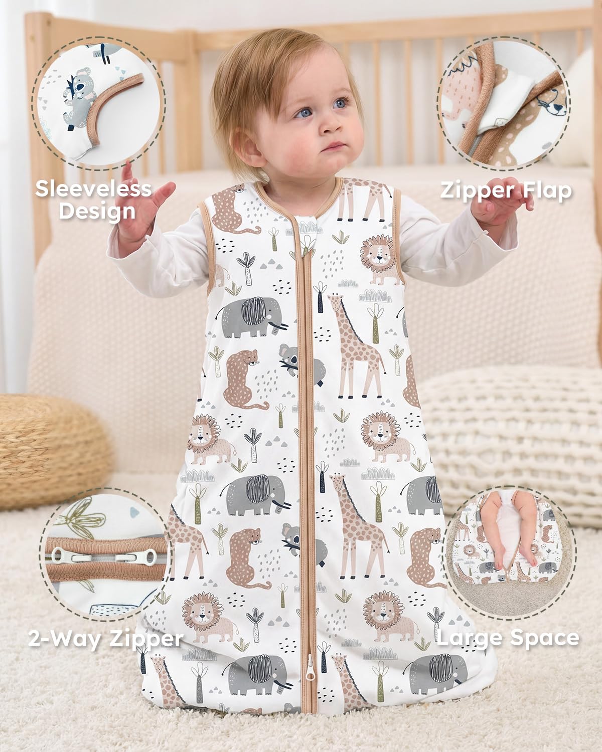 Yoofoss Baby Sleep Sack - 1.5 Tog Organic Cotton Wearable Blanket for 12-18 Months | Warm & Comfy