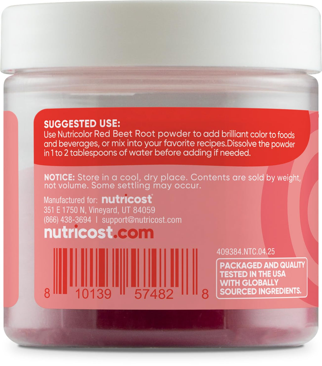 Nutricost Red Plant-Based Food Coloring - Natural Beet Root Powder | 75 Servings for Food & Beverages