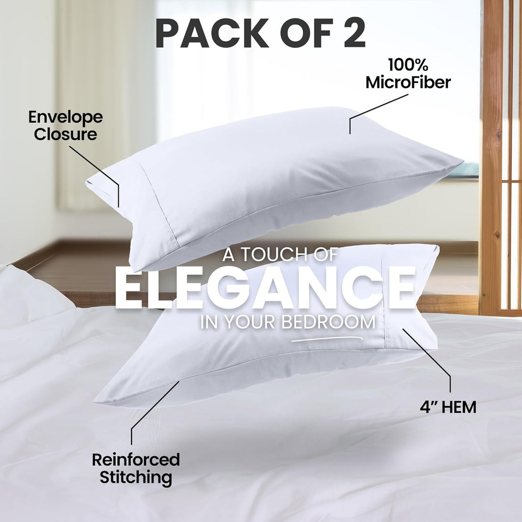 Utopia Bedding King Pillow Cases - Soft Brushed Microfiber - 2 Pack | Fade Resistant 20 x 40 Inches (White)