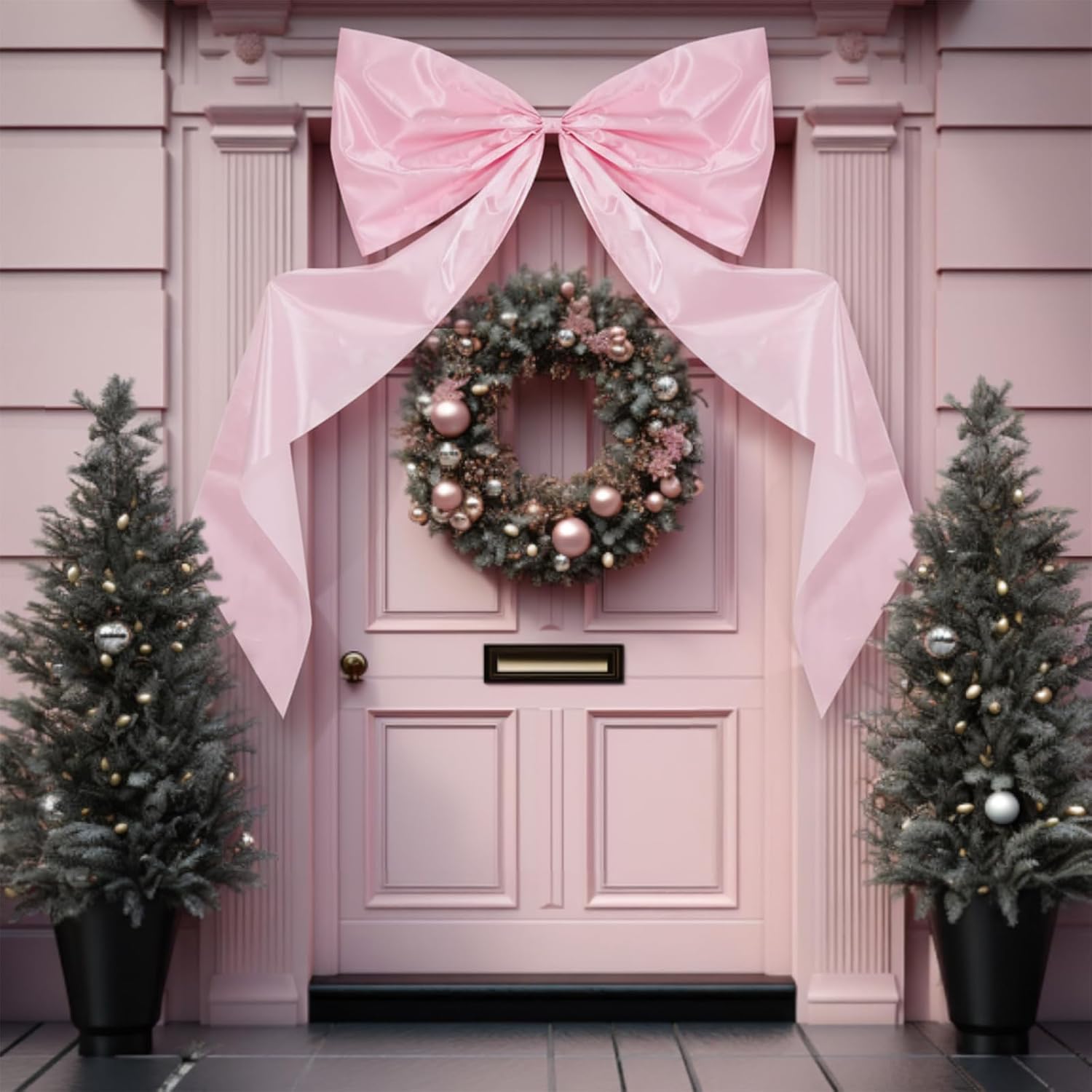 Wavwavw Giant Pink Satin Bow Decoration - 6.33 Ft Extra Large Oversized Gift Wrap for Weddings & Home Decor