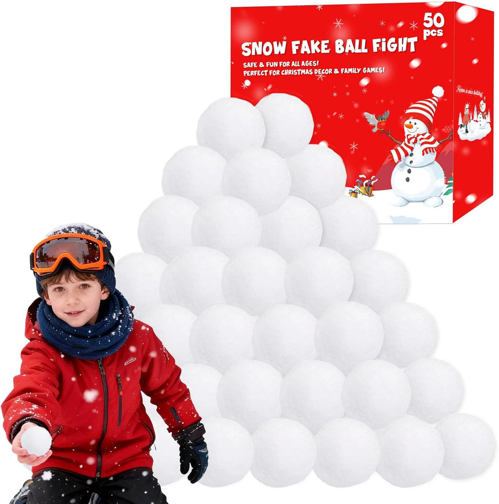 Skiennix Fake Snow Balls - 50 Pack Soft Snow Ball Fight Set for Indoor & Outdoor Fun | Winter Party Decor