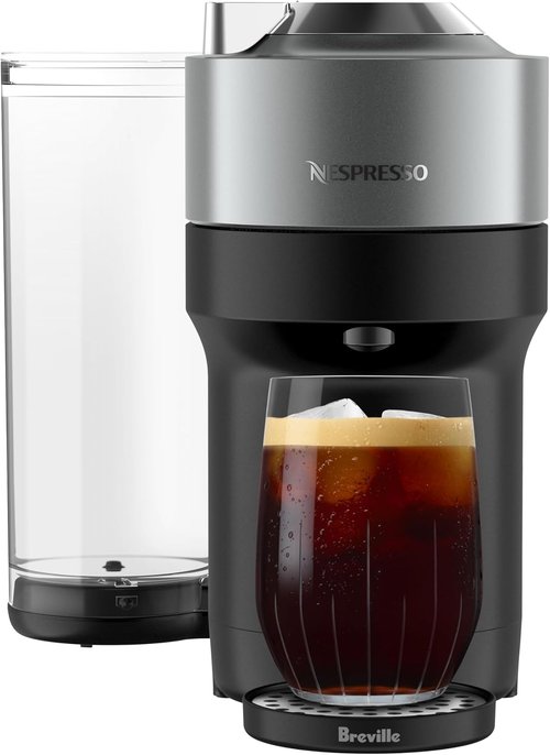 Breville Nespresso Vertuo Pop+ Deluxe Coffee & Espresso Maker - Titan Color, Compact Design