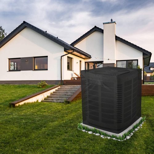 Air Conditioner Cover for Outside Units with Windproof Straps & Reinforced Buckles 420D Heavy Duty Square ac Covers Outdoor Protects HVAC Condenser From Winter Rain Snow Ice Dust Up to 36x36x39 inches