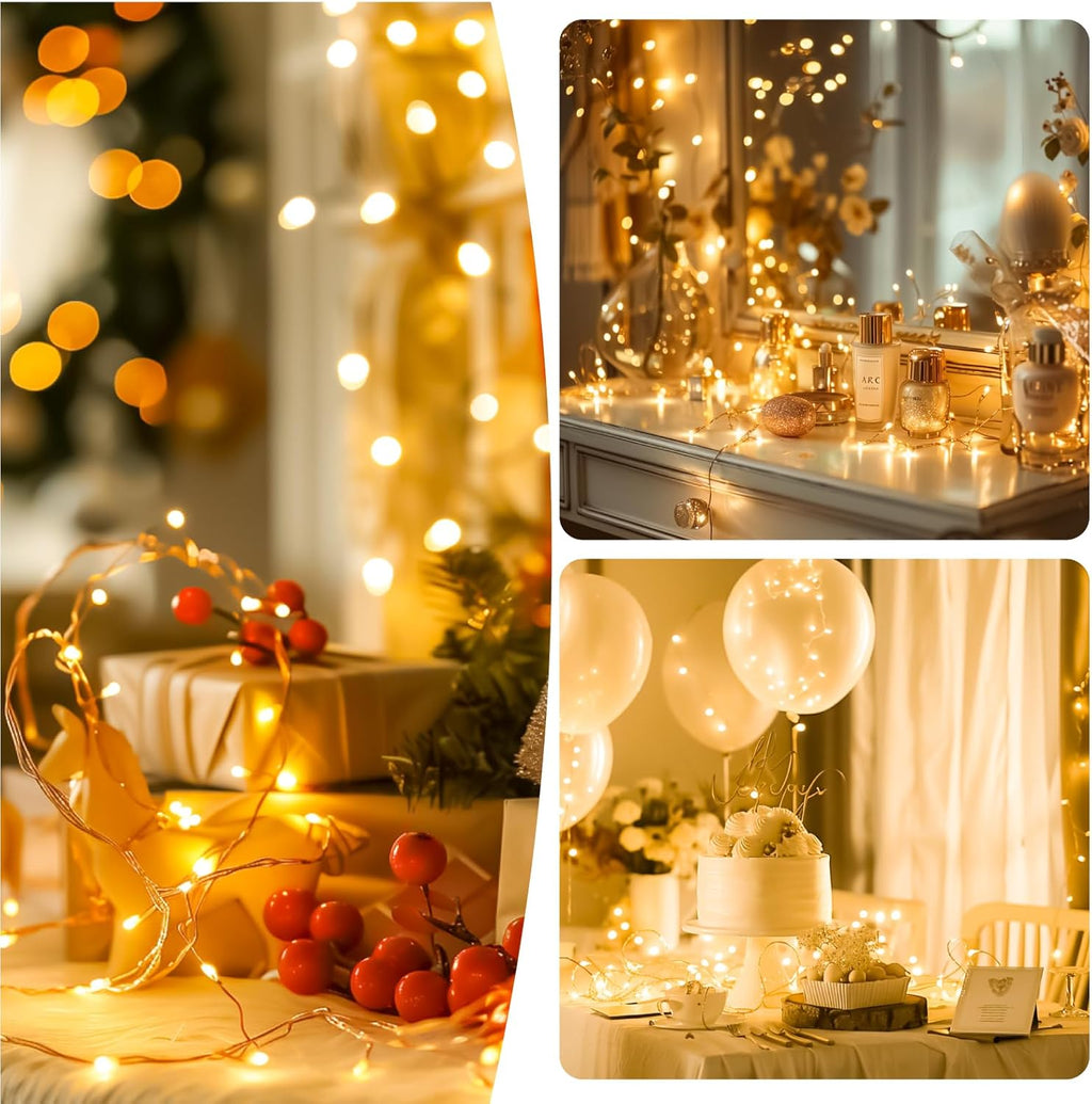 ZSJWL Rechargeable Fairy Lights - 16FT 50LED Indoor String Lights with DIY Timer & 8 Modes | Warm White