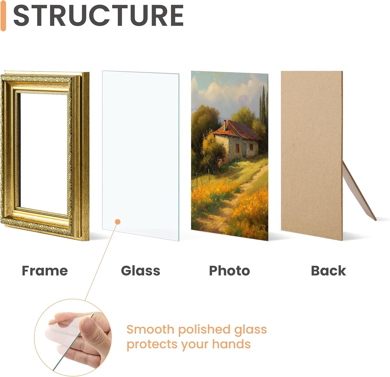 Upsimples 5x7 Picture Frame - Ornate Vintage Design with Real Glass | Gold, 2 Pack for Wall Decor